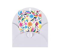 Mexican Otomi Animals Printing Holiday Love Buckle Pearl Paper Envelopes Greeting Vertical Thinking Of You Cards 6 X 4 Inch