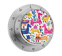 Mexican Otomi Animals Timer Stainless Digital Visual Timer Exquisite Mechanical Countdown Time Management Tools with Silent Operation Timer for Kitchen Office Classroom