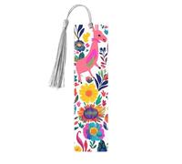 Mexican Otomi Animals Wooden Bookmarks 5 Pcs,Handmade Double-Sided Printed Book Marks Page Markers with Gray Tassels Book Accessories Gift for Book Lovers Women Men