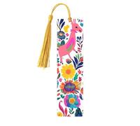 Mexican Otomi Animals Wooden Bookmarks 5 Pcs,Handmade Double-Sided Printed Book Marks Page Markers with Gold Tassels Book Accessories Gift for Book Lovers Women Men