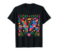 Mexican Otomi Floral Bird Flower Mexico Traditional Handmade T-Shirt