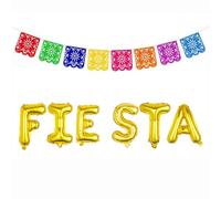 Mexican Party Decorations, Cinco De Mayo Decorations, Mexican Fiesta Balloons and Banner, Colorful Party Decorations for Cinco De Mayo, and Festive Gatherings, Non-Woven Fabric, Aluminum Foil Balloons