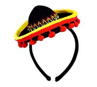 Mexican Party Hats Cinco De Mayo Fiesta Sombrero Headbands Fabric Straw Party Halloween Costume for Fun Fiesta Hat Carnival Festivals Luau Props Mexican Theme Decor Dia De Muertos Party Favors 3PCS