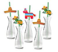 Mexican Party Paper Straw (36Pack), Howaf Mexican Fiesta Biodegradable Paper Drinking Straw Decoration for Mexican Theme Birthday Wedding, Mexican Party Decoration Favor Supplies