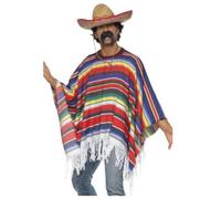 Mexican Poncho Adults Colourful Western Cape Mens Ladies Fancy Dress