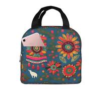 Mexican Popular Art Bohemian Print Portable Lunch Bag Reusable Lunch Bag for Men or Women Perfect for Office Picnic Travel