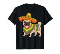 Mexican Pug Sombrero, Cute Pug Wearing Poncho T-Shirt