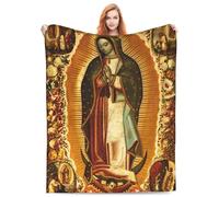 Mexican Religious Catholic Virgin Mary Our Lady of Guadalupe Virgen De Guadalupe Full Fleece Throw Cloak Wearable Blanket Flannel Comforter Quilt Bedroom Bedding Plush Soft Cozy