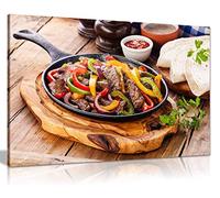 Mexican Restuarant Food Beef Fajitas Canvas Wall Art Picture Print Home Decor (12x8in)