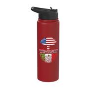 Mexican Roots American Grown Tree Flag USA Mexico Stainless Steel Insulated Water Bottle