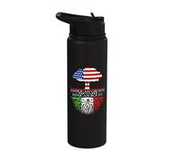 Mexican Roots American Grown Tree Flag USA Mexico Stainless Steel Insulated Water Bottle