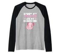 Mexican Salamander Sorry My Axolotl Ate My Homework Raglan Baseball Tee