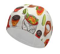 Mexican Salsa Symbols Bathing Cap High Elasticity Swimming Caps Fit Both Long Hair Short Hair Comfortable Large Shower Cap for Drag Reduction and Hair Protection