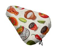 Mexican Salsa Symbols Bike Seat Cover Water-Repellent Exercise Bike Seat Cushion Bicycle Saddle Cover with Drawstring Rain Snow Dust Covers for City Mountain Road Biking