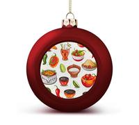 Mexican Salsa Symbols Christmas Tree Ornaments 1.6 Inch Shatterproof Pc Plastic Balls with Lanyard Baubles Hanging Christmas Ball Ornaments for Xmas Tree Holiday Party Wedding Home Decorations-red