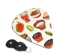 Mexican Salsa Symbols Guitar Picks 6-Pack - Pick Set (0.46mm / 0.71mm / 0.96mm) Suitable For Guitar And Ukulele Playing