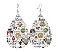 Mexican Salsa Symbols Leather Earrings For Women Dangle, Piercing Teardrop Earrings Lightweight Jewelry Gifts For Women Girls