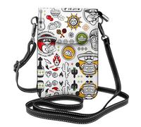 mexican salsa symbols Printed small mobile phone wallet women's crossbody bag detachable shoulder strap suitable for shopping and travel