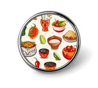 Mexican Salsa Symbols Round Badge Personalized Metal Lapel Pin Badges Fit Clothing Bags Hat Humorous Printed Brooch Badge Party Decorations Accessories for Men Women