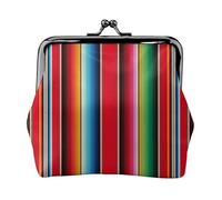 Mexican Serape Blanket Stripes Coin Purse, Kiss-lock Change Purse Wallets, Small PU Leather Coin Purse for Women