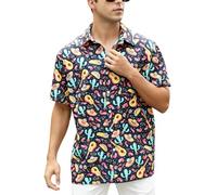 Mexican Shirts for Mens Short Sleeve Button Down Shirts Funny Casual Fiesta Outfit Party Clothes Tropical Beach, Mayoblack, Large