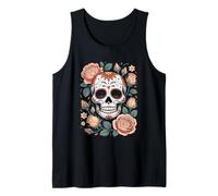 Mexican Skeleton Head Rose Flora Halloween Cottagecore Tank Top
