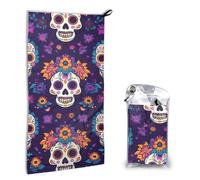 Mexican Skeleton Microfibre Towel Quick Dry Absorbent for Gym Camping Hiking Swimming Travel Sugar Skull Lightweight Compact Large Beach Towel 80 x 40cm