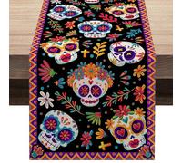Mexican Skeleton Tablecloths | Sugar Skull Table Runners Decorative Table Runners Day of the Dead Decorations Mexican Theme Party Supplies for Home Kitchen Room