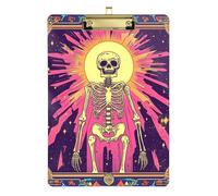 Mexican Skeleton Tarot Acrylic Decorative clipboard Standard Letter A4 Size Standard Hole for Nurses Home Contractor Gold 12x9in Tablas para escribir