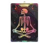Mexican Skeleton Tarot Acrylic Folder with clipboard Standard Letter A4 Size Acrylic Cute for Nurses Home Contractor Gold 12x9in Tablas para escribir