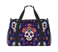 Mexican Skeleton Travel Duffle Bag Sugar Skull Gym Overnight Weekender Bag for Men Women Lightweight Carry On Luggage for Workout Holiday