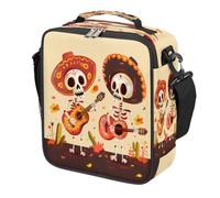 Mexican Skeletons Guitars Cactus Kids Lunch Bag for Boys Girls, Reusable Insulated Leakproof Lunch Box with Shoulder Strap, Toddler Cooler Tote for School Picnic Travel Beach Hiking Fishing