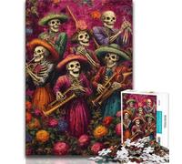 Mexican Skull Adult Jigsaws 1000 Pieces Difficult,Learning Educational Toys Family Games with Matching Poster And Trivia Sheet 75x50cm
