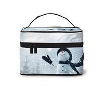 Mexican Skull Cosmetic Bag Makeup Bag Large Travel Makeup Organizer Case, Excellent Capacity, Water-Resistant, Suitable For Women Families Couples Or Long-Term Travel., Christmas Happy Snowman, One