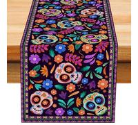 Mexican Skull Decor - Decorative Table Runners for Mexican, Day of the Dead Decorations, Theme Party Supplies for Home, Kitchen and Dining Room