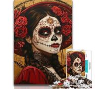 Mexican Skull Girls 1000 Piece Jigsaw Puzzle for Adults Teens,Decompressing Intellectual Educational Toy Secret Santa Gifts (38x26cm)