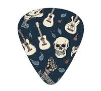 (Mexican Skull) Guitar Picks Set Of 12 With Transparent Plastic Box For Bass Electric And Acoustic Guitars Ukulele