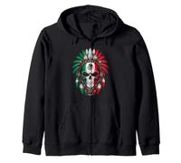 Mexican Skull Mexico Pride Flag Skull Zip Hoodie