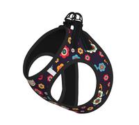 Mexican Skull Print Adjustable Harness Leash Set For Cats And Dogs, Soft Breathable Kitten Puppy Mesh Vest With Reflective Design, Escape-Proof Lead For Small Pets Walking Training