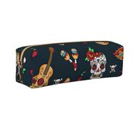 Mexican Skull Print Adults Pencil Case Pouch Stationery Organizer Office Travel Supply Accessory