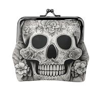 Mexican Skull Print Compact Coin Purse 4.52 x 4.13in Cute Mini Wallet with Kiss Lock Waterproof Pouch
