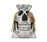 Mexican Skull print Drawstring Gift Bag for Wedding Party Birthday Unique Present Bag Reusable Canvas Bag,1 Piece M