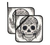 Mexican Skull Print Heat Resistant Pot Holders Set Kitchen Accessory Oven Pads Cooking Tools Gift