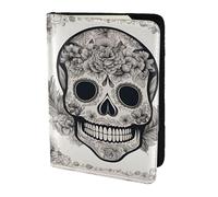 Mexican Skull print Leather Card Case Travel Accessories Passport Holder Cover Wallet for Women Men, Black, One Size