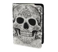 Mexican Skull print Leather Card Case Travel Accessories Passport Holder Cover Wallet for Women Men, Black, One Size