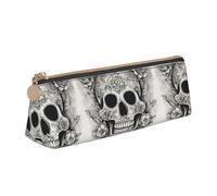 Mexican Skull Print Lightweight Spacious Pencil Case Large Capacity Triangle Zippered for Writing Tools
