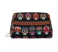 Mexican Skull Print Printed Portable Beauty Case, Compact Travel Pouch with Organized Interior Slots for Daily