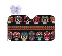 Mexican Skull Print Printing Windshield Sun Shade for Car. Reflective UV and Heat Shield with Keeps Interior Cool Universal Sedans