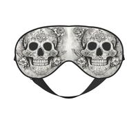Mexican Skull Print Silk Sleep Mask with Adjustable Buckle Stylish Eye Mask for Women Travel Nap Shift Work Office