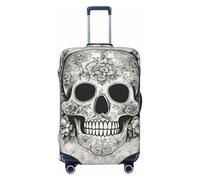 Mexican Skull Print Suitcase Covers Personalized Luggage Protector Elastic Washable Travel Gear Cover, Black, L